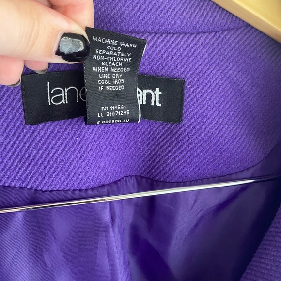 Lane Bryant 26 28 Royal Purple Women's Pea Coat Silver Toggle Buttons Heavy - Picture 4 of 8